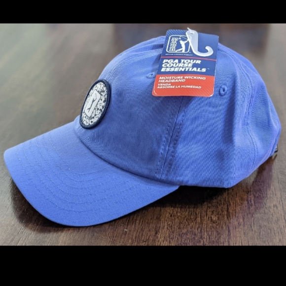 PGA TOUR  BLUE ADJUSTABLE STRAPBACK GOLF HAT CAP, NEW WITH TAG - Picture 2 of 4